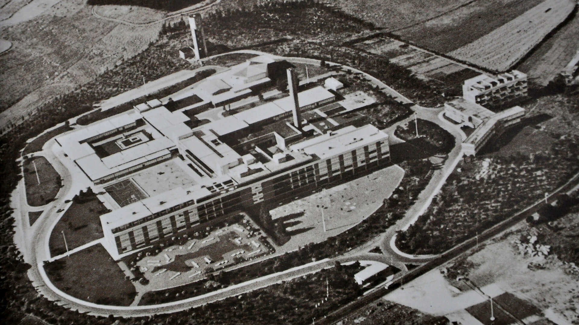 fotografia aérea, antiga, do centro